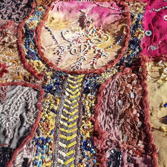 Beaded Sari Patchwork Tapestry - Picture 14 of 17